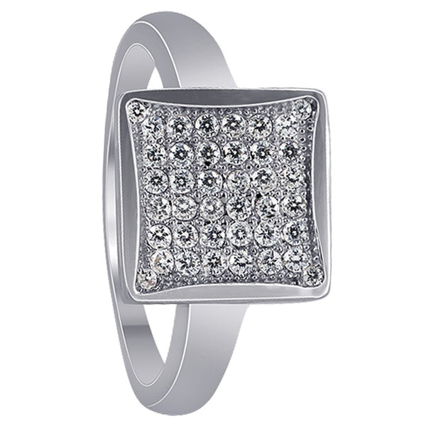 925 Sterling Silver Square Diamond Ring